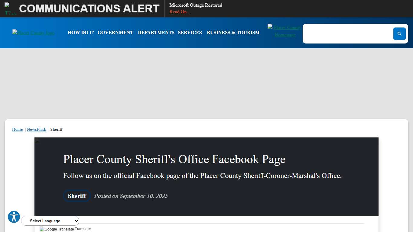 Placer County Sheriff's Office Facebook Page • Placer County, CA