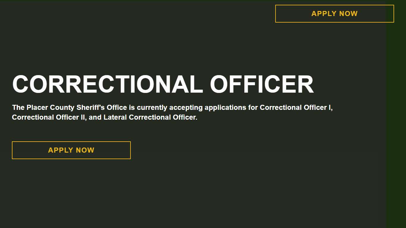 Join the Placer County Sheriff's Office as a Correctional Officer!